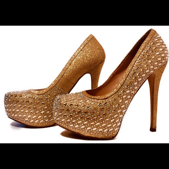 blosson edition Shoes - Stunning high gold rose heels cristal embellished